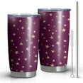 thumbnail image 1 of 20oz Tumblers Purple Christmas Star Pattern Stainless Steel Vacuum Insulated Double Wall Travel Tumbler Cups Mug with Lid and Straw,Cleaning Brush for Cold & Hot Drinks, 1 of 7