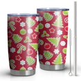 thumbnail image 1 of 20oz Tumblers Red Christmas Decoration Pattern Stainless Steel Vacuum Insulated Double Wall Travel Tumbler Cups Mug with Lid and Straw,Cleaning Brush for Cold & Hot Drinks, 1 of 7
