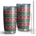 thumbnail image 1 of 20oz Tumblers Red and Green Christmas Snowman Pattern Stainless Steel Vacuum Insulated Double Wall Travel Tumbler Cups Mug with Lid and Straw,Cleaning Brush for Cold & Hot Drinks, 1 of 7