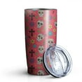 thumbnail image 1 of 20oz Tumblers Red Skull Flower Cross Pattern Stainless Steel Vacuum Insulated Double Wall Travel Tumbler Cups Mug with Lid and Straw,Cleaning Brush for Cold & Hot Drinks, 1 of 1