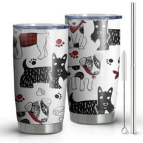 20oz Tumblers Scribble Dogs Stainless Steel Vacuum Insulated Double Wall Travel Tumbler Cups Mug with Lid and Straw,Cleaning Brush for Cold & Hot Drinks