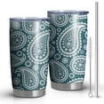 thumbnail image 1 of 20oz Tumblers Teal Paisley Pattern Stainless Steel Vacuum Insulated Double Wall Travel Tumbler Cups Mug with Lid and Straw,Cleaning Brush for Cold & Hot Drinks, 1 of 1