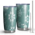 thumbnail image 1 of 20oz Tumblers Turquoise Christmas Snowflake Pattern Stainless Steel Vacuum Insulated Double Wall Travel Tumbler Cups Mug with Lid and Straw,Cleaning Brush for Cold & Hot Drinks, 1 of 7