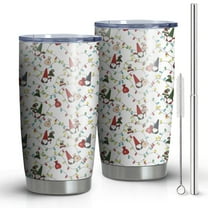 20oz Tumblers White Christmas Gnome and Light Pattern Stainless Steel Vacuum Insulated Double Wall Travel Tumbler Cups Mug with Lid and Straw,Cleaning Brush for Cold & Hot Drinks