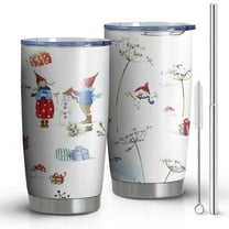 20oz Tumblers White Christmas Gnome Pattern Stainless Steel Vacuum Insulated Double Wall Travel Tumbler Cups Mug with Lid and Straw,Cleaning Brush for Cold & Hot Drinks