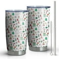 thumbnail image 1 of 20oz Tumblers White Christmas Icon Pattern Stainless Steel Vacuum Insulated Double Wall Travel Tumbler Cups Mug with Lid and Straw,Cleaning Brush for Cold & Hot Drinks, 1 of 7