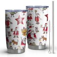 thumbnail image 1 of 20oz Tumblers White Christmas Santa and Character Pattern Stainless Steel Vacuum Insulated Double Wall Travel Tumbler Cups Mug with Lid and Straw,Cleaning Brush for Cold & Hot Drinks, 1 of 7