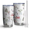 thumbnail image 1 of 20oz Tumblers White Christmas Snowman Pattern Stainless Steel Vacuum Insulated Double Wall Travel Tumbler Cups Mug with Lid and Straw,Cleaning Brush for Cold & Hot Drinks, 1 of 7