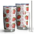thumbnail image 1 of 20oz Tumblers White Cow Strawberry Pattern Stainless Steel Vacuum Insulated Double Wall Travel Tumbler Cups Mug with Lid and Straw,Cleaning Brush for Cold & Hot Drinks, 1 of 1