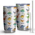 thumbnail image 1 of 20oz Tumblers White Dinosaurs Random Words Stainless Steel Vacuum Insulated Double Wall Travel Tumbler Cups Mug with Lid and Straw,Cleaning Brush for Cold & Hot Drinks, 1 of 1