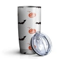 thumbnail image 1 of 20oz Tumblers White Halloween Pumpkins and Bats Stainless Steel Vacuum Insulated Double Wall Travel Tumbler Cups Mug with Lid and Straw,Cleaning Brush for Cold & Hot Drinks, 1 of 7