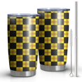 thumbnail image 1 of 20oz Tumblers Yellow and Black Checkerboard Checkered Pattern Stainless Steel Vacuum Insulated Double Wall Travel Tumbler Cups Mug with Lid and Straw,Cleaning Brush for Cold & Hot Drinks, 1 of 1