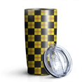 thumbnail image 1 of 20oz Tumblers Yellow and Black Checkerboard Checkered Pattern Stainless Steel Vacuum Insulated Double Wall Travel Tumbler Cups Mug with Lid and Straw,Cleaning Brush for Cold & Hot Drinks, 1 of 1