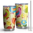 thumbnail image 1 of 20oz Tumblers Yellow Chicken Colorful Rooster Egg Pattern Stainless Steel Vacuum Insulated Double Wall Travel Tumbler Cups Mug with Lid and Straw,Cleaning Brush for Cold & Hot Drinks, 1 of 1