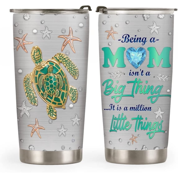 20oz Turtle Gifts for Turtle Lovers, Sea Turtle Gifts for Women, Ocean Gifts, Beachy Gifts for Women, Beach Themed, Beach Gifts, Turtle Mom Tumbler Cup, Insulated Travel Coffee Mug with Lid