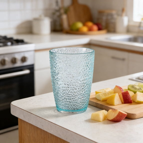 20oz Unbreakable Acrylic Water Cups, Reusable Drinking Glasses, Textured Tumbler Cups for Juice , BPA-Free Drinkware for Kitchen Restaurant, 3"x2"