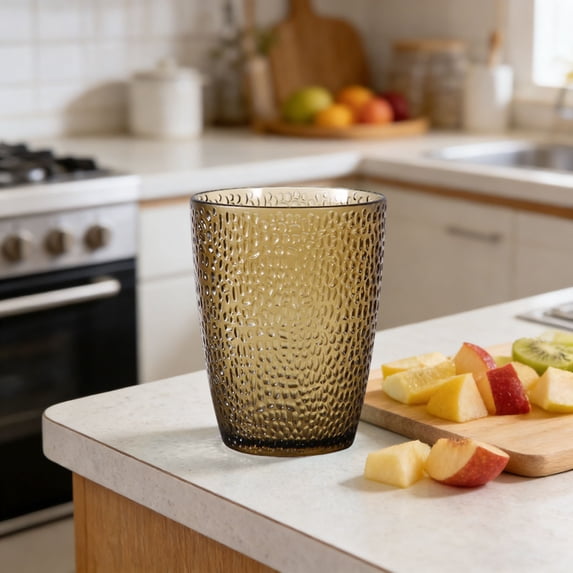20oz Unbreakable Acrylic Water Cups, Reusable Drinking Glasses, Textured Tumbler Cups for Juice , BPA-Free Drinkware for Kitchen Restaurant, 3"x2"
