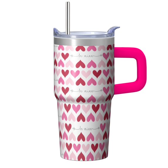20oz Valentine's Day On the Go Tumbler with Handle Straw and Lid Travel Coffee Cup for Women Gift