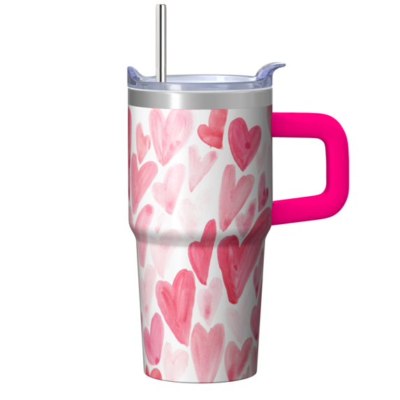 20oz Valentine's Day Travel Tumbler with Handle Straw Lid Coffee Cup for Women Friends Present