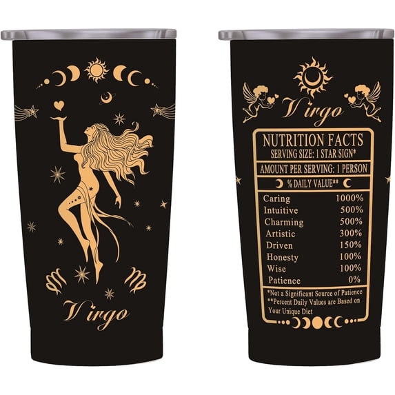 20oz Virgo Constellations Tumbler Double Wall Vacuum Insulated Mugs, Mens Women Zodiac Coffee Wine Water Sublimation Mugs Car Cup Gifts