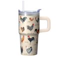 thumbnail image 1 of 20oz Whimsical Chicken Tumbler with Handle Insulated Travel Mug Elegant Birthday Christmas Gift for Chicken Fans Women Men Cup Holder Friendly Durable Build Hot Chocolate Cold Soda Daily Use, 1 of 6