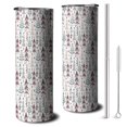 thumbnail image 1 of 20oz White Christmas Tree Pattern Skinny Tumblers Stainless Steel Tumbler with Lid and Straw,Vacuum Insulated Double Wall Travel Tumbler Cups with Cleaning Brush for Coffee,Tea, 1 of 6