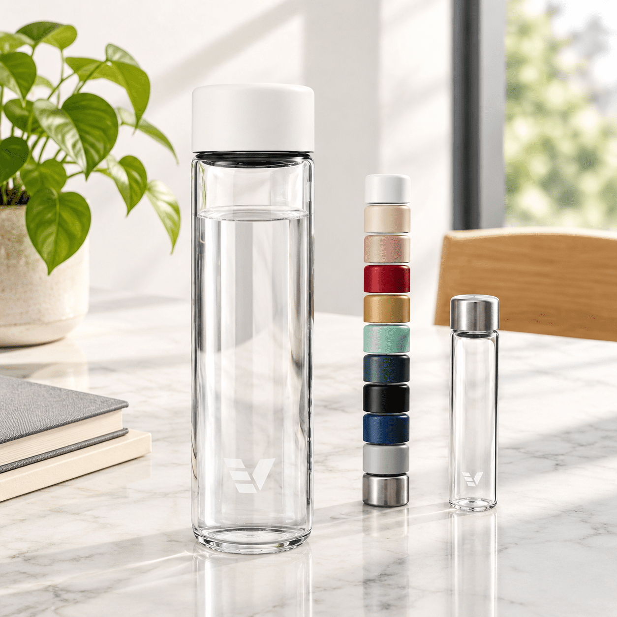 20oz White Sand Single Wall Borosilicate Glass Water Bottle with ...