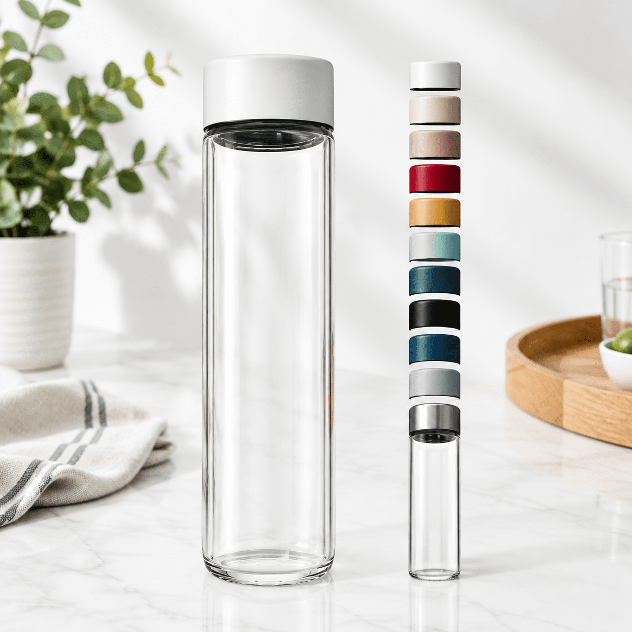 20oz White Sand Single Wall Borosilicate Glass Water Bottle with ...