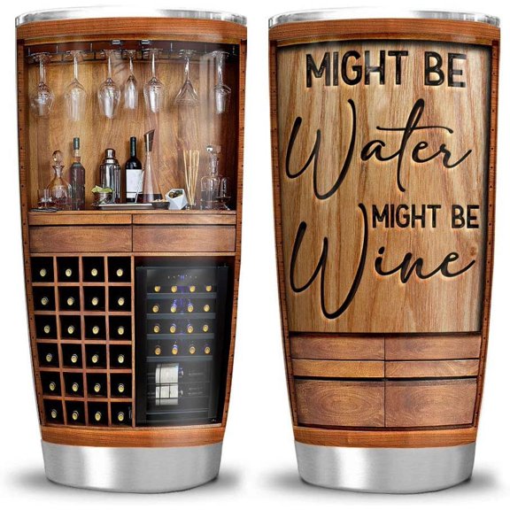 20oz Wine Lover Might be Water Might be Wine Tumbler Cup with Lid, Double Wall Vacuum Sporty Thermos Insulated Travel Coffee Mug