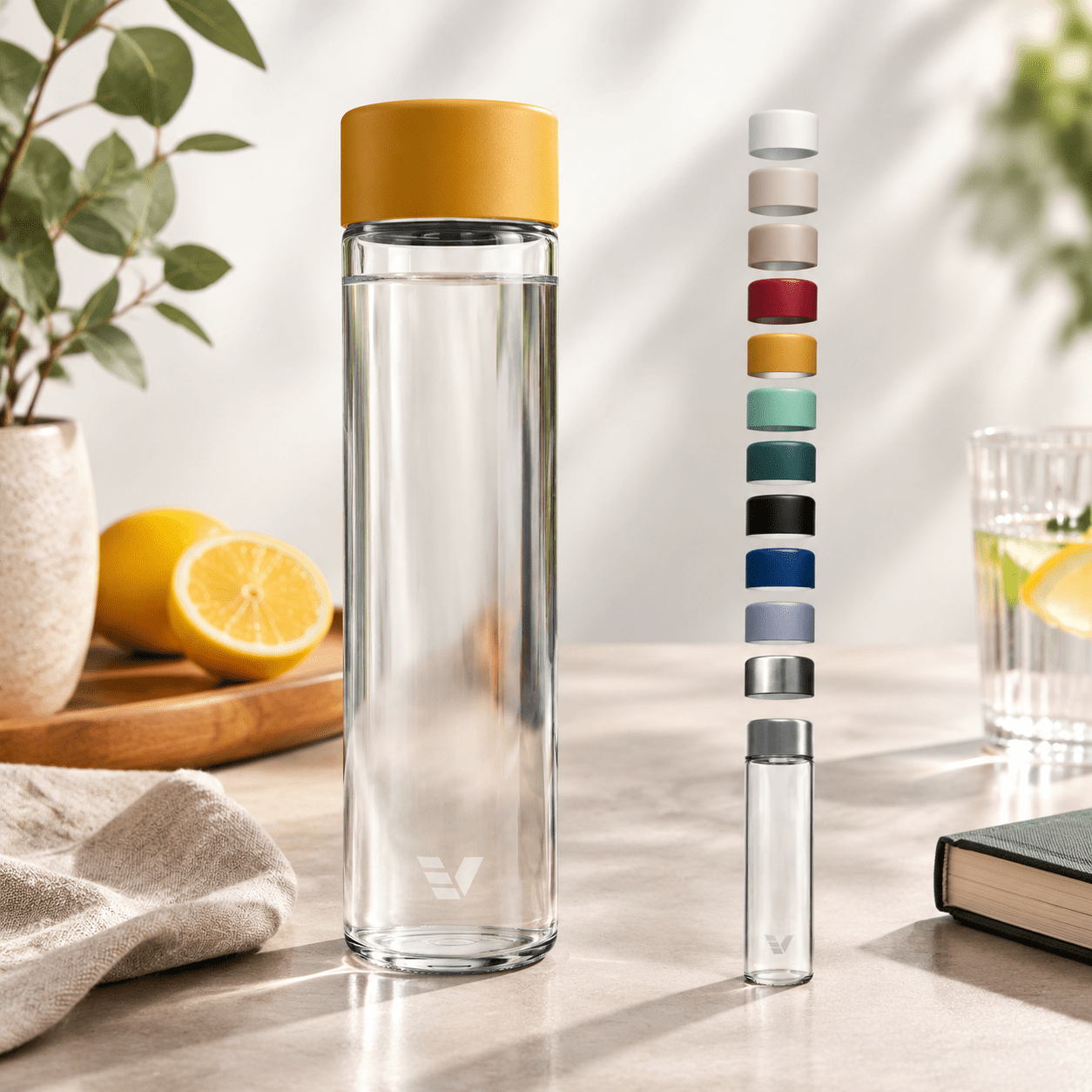 20oz Yellow Non-Insulated Borosilicate Glass Water Bottle, 12.52 x 4.53 ...