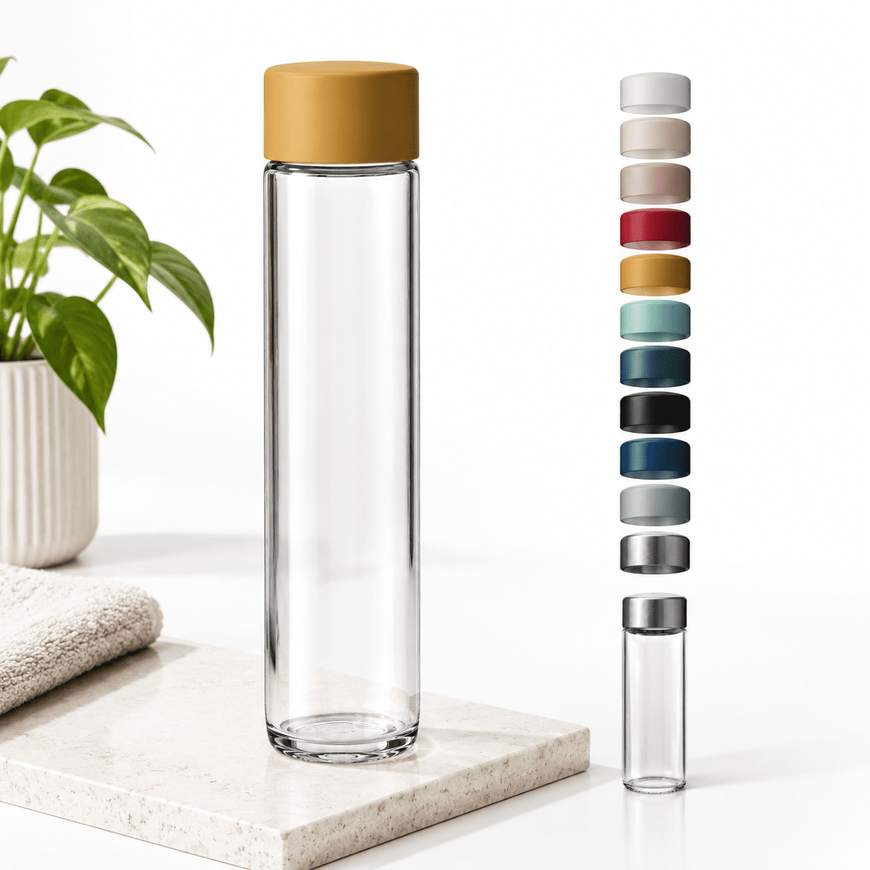 20oz Yellow Non-Insulated Borosilicate Glass Water Bottle with ...