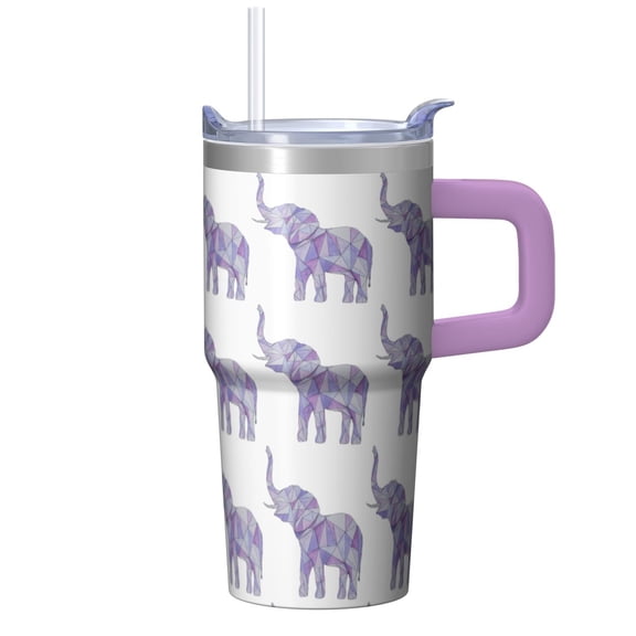 20oz elephant Stainless Steel Tumbler with Handle and Straw Insulated Cup Travel Coffee Mug with Lid and Straw Ideal Gift for elephant Enthusiasts Women and Men