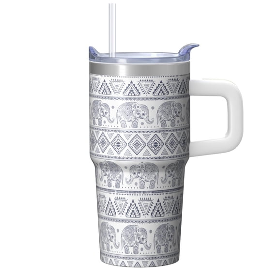 20oz elephant Stainless Steel Tumbler with Handle and Straw Insulated Cup Travel Coffee Mug with Lid and Straw Vacuum Insulation Technology Gift for elephant Enthusiasts Women Men