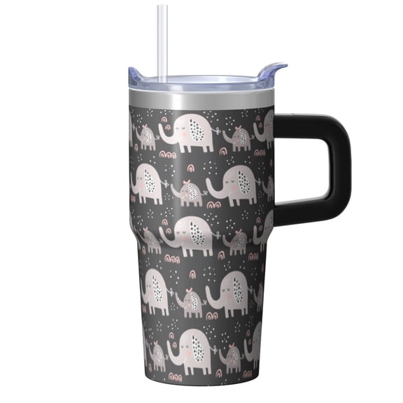 20oz elephant Themed Tumbler with Handle Cup Holder Friendly Travel Cup elephant Lover Gift Top Choice Birthday New Year Gift for elephant Lovers Women and Men