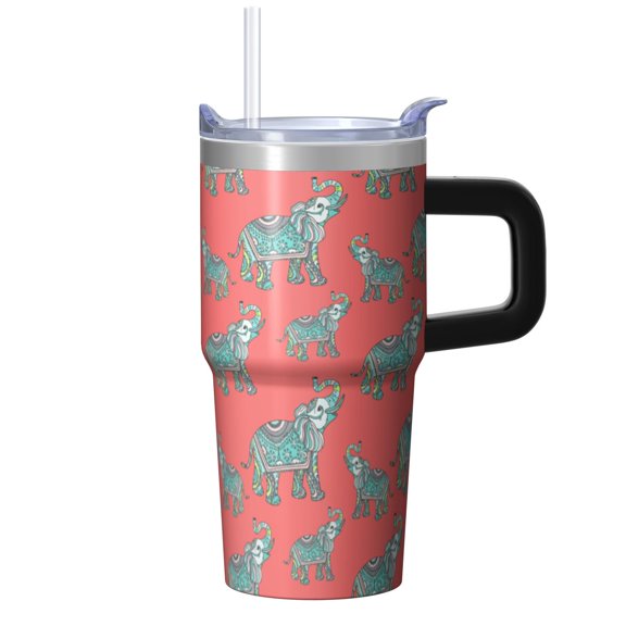 20oz elephant Tumbler with Handle Reliable Travel Car Home Cup Perfect Father's Day Anniversary Gift for Women Men elephant Enthusiasts