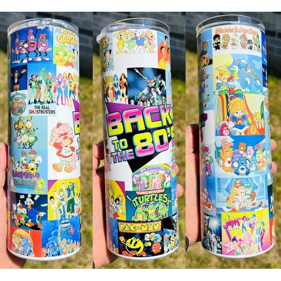 20oz tumbler Back to the 80s retro throwback, cartoons 80s shows, Gift For Mother