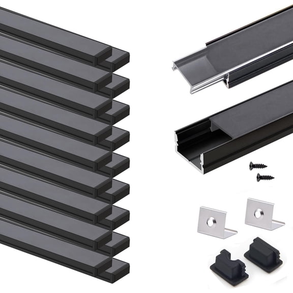 20pack 3.3ft U Shape LED Diffuser Channel System, Aluminum Profile with End Caps Black Cover, Easy Install for 2825 5050 LED Strips, Kitchen Living Room Festive Decor