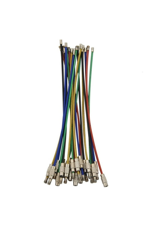 20pack Colored Nylon Coated Stainless Steel Wire Keychains 2mm 6.3 Inches Aircraft Cable Key Ring Loops for Hanging Luggage Tags or ID Tags