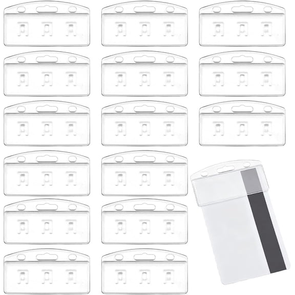 20pack Vertical Half Card Badge Holder Frosted Plastic ID Card Holder Swipe Card Protector for Business Office Student Event