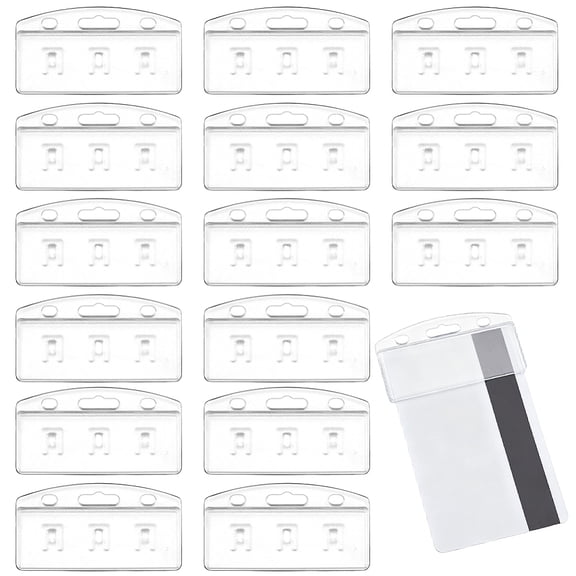 20pack Vertical Half Card Badge Holder Frosted Plastic ID Card Holder Swipe Card Protector