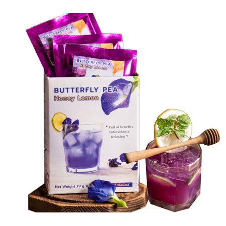 20packs x 1.76oz/5 Sachets Honey Lemon Butterfly Pea Tea Mix Instant Tea Powder