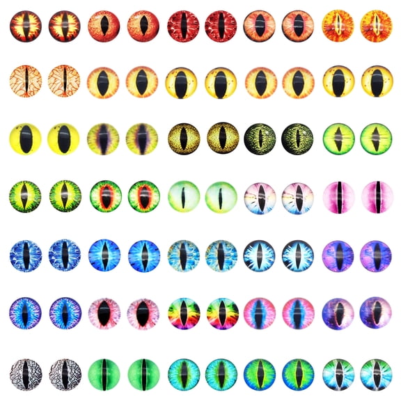 20pairs 15mm Dome Glass Toy Eyes Evil Dragon Cat Vertical Eyes Flat Back Cabochons For Plush Animal Accessories DIY Crafts Decor