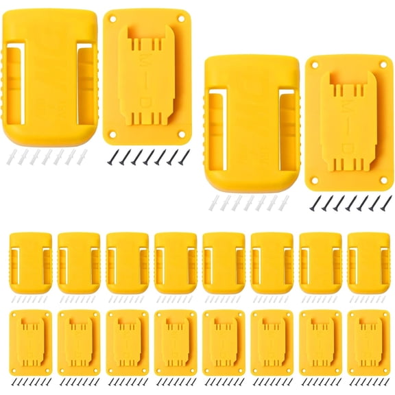 20pas Tool Holders and Battery Holder for Dewalt 20v Wall Mount Hanger Battery Drill Tool Storage Shelf for Milwaukee M18(Yellow)