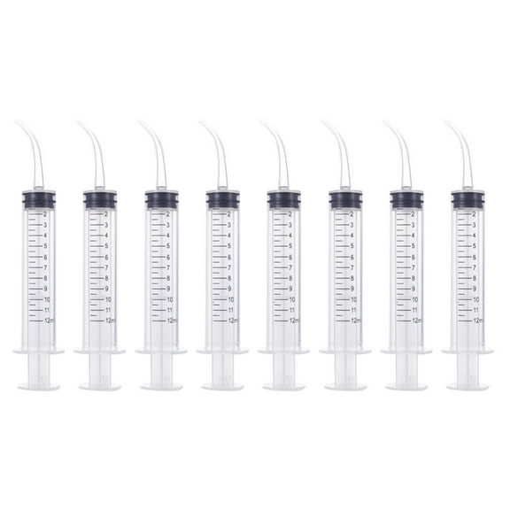 20pc 12ml Plastic Injection Syringe Clear 13.4x2.6x2.1cm 20pcs/bag DIY
