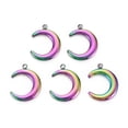 thumbnail interactive-video image 1 of 50pcs Rainbow 201 Stainless Steel Metal Pendant Charms Multi-color 24~33mm 1 of 3