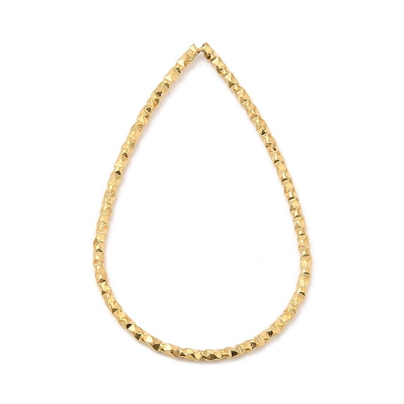 20pc 304 Stainless Steel Linking Rings Textured Teardrop Real 18K Gold Plated 33x21x1mm Inner Diameter: 30.5x19mm
