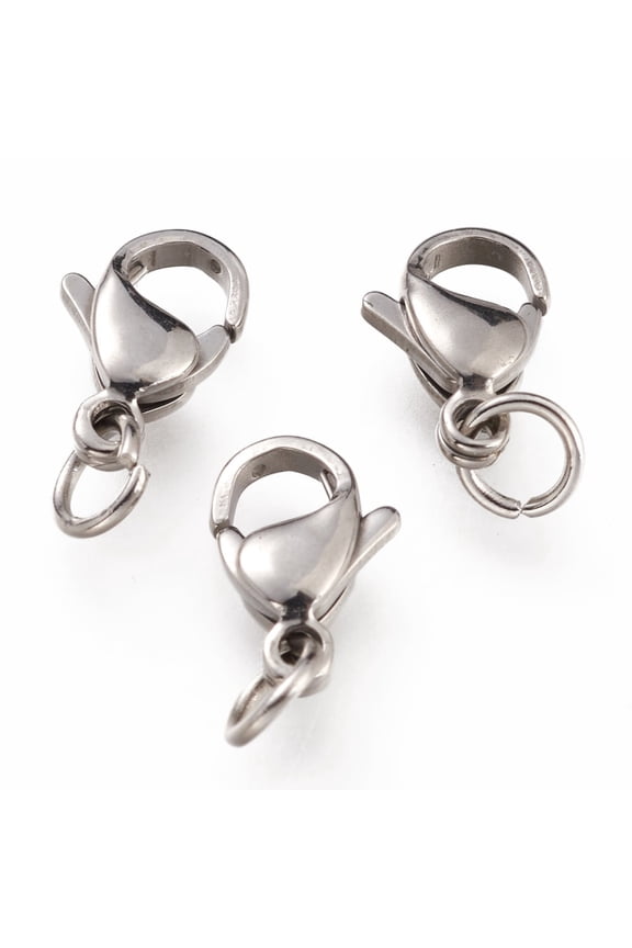 20pc 304 Stainless Steel Lobster Claw Clasps With Jump Ring Stainless Steel Color