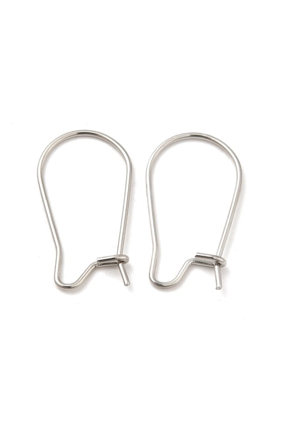 20pc 316 Surgical Stainless Steel Hoop Earrings Findings Kidney Ear Wires Stainless Steel Color 21 Gauge 20x11mm Pin: 0.7mm
