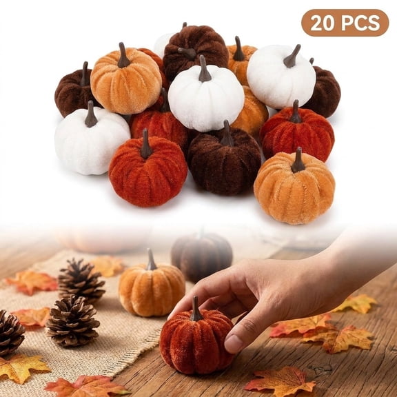 20pc 4 color 2.36in Small White Pumpkins Decor, Halloween Decorations Mini White Pumpkins for Fall Decor, White Pumpkins Perfect for Halloween Thanksgiving Decorations