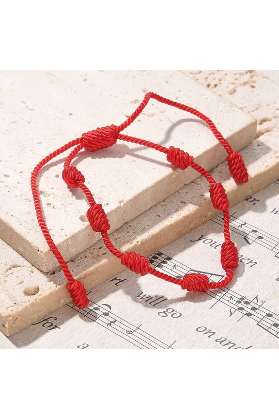 20pc 7 Knot Lucky Bracelets Adjustable Nylon Cord Bead Bracelets Red String Bracelets Red